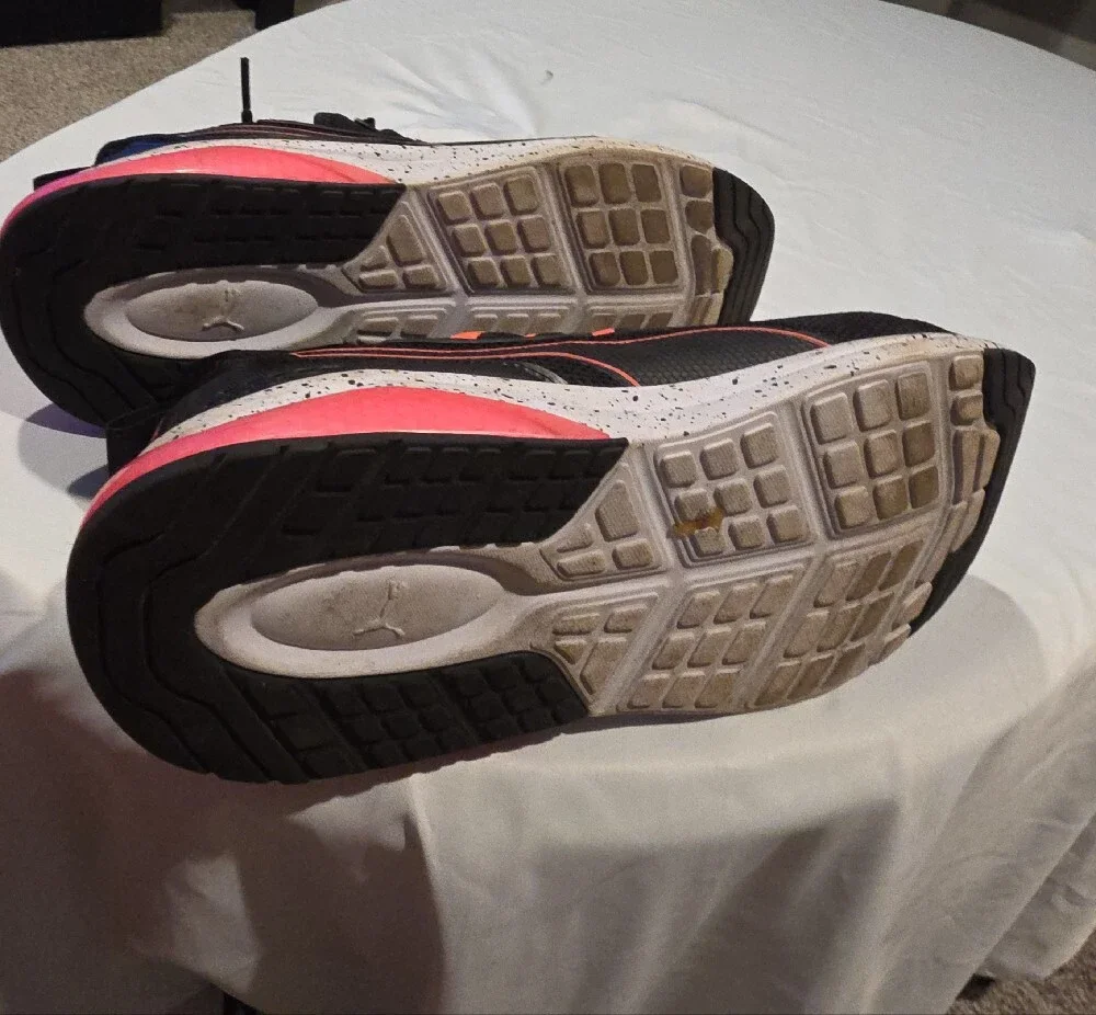 Puma Kids Black Sneakers with Coral Accents
